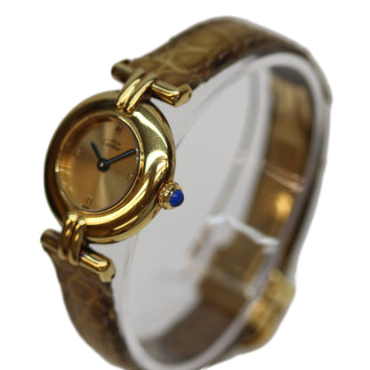 Cartier カルティエ 97年 W1008554 ﾏｽﾄｺﾘｾﾞｳﾞｪﾙﾒｲﾕ SM G文字盤 QZ 925/革 腕時計