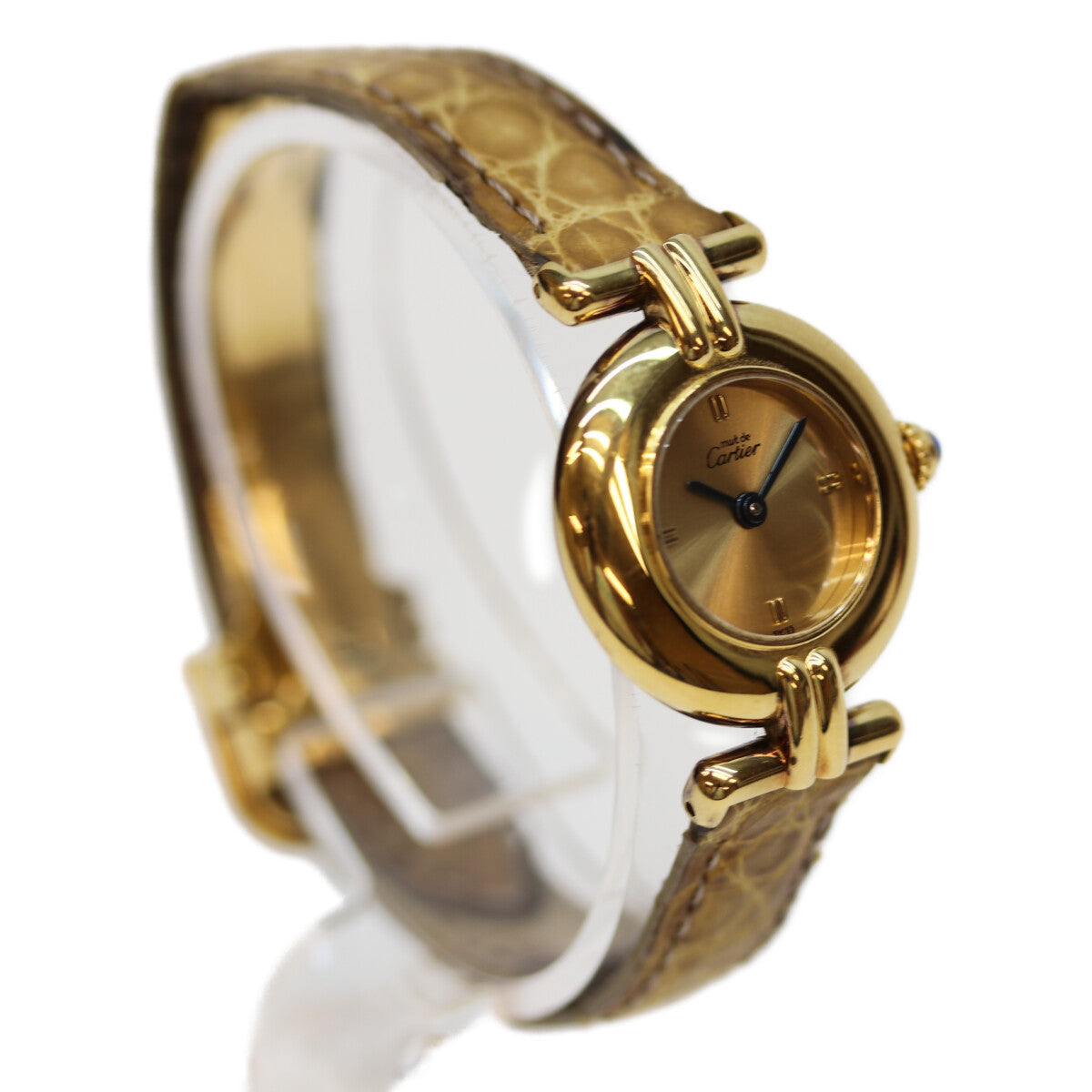 Cartier カルティエ 97年 W1008554 ﾏｽﾄｺﾘｾﾞｳﾞｪﾙﾒｲﾕ SM G文字盤 QZ 925/革 腕時計