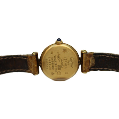 Cartier カルティエ 97年 W1008554 ﾏｽﾄｺﾘｾﾞｳﾞｪﾙﾒｲﾕ SM G文字盤 QZ 925/革 腕時計