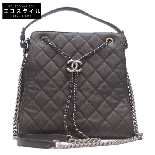 CHANEL シャネル 24番 A93354 黒 ｷｬﾋﾞｱ ｼﾙﾊﾞｰ金具 CCﾊﾞｹｯﾄ 2WAYﾁｪｰﾝｼｮﾙﾀﾞｰ ショルダーバッグ