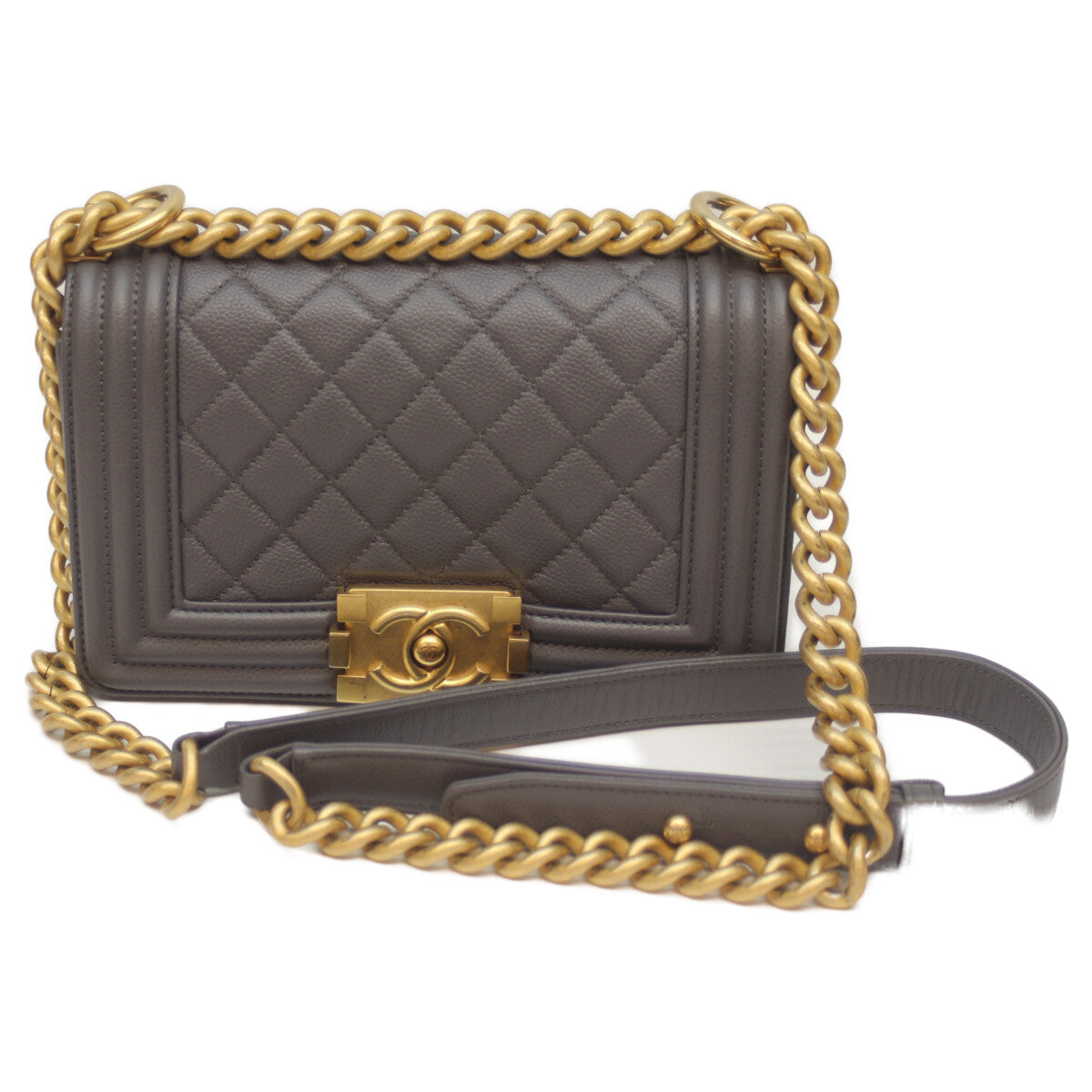 CHANEL シャネル ﾗｲﾄｸﾞﾚｰ G金具 ｷｬﾋﾞｱ ﾎﾞｰｲｼｬﾈﾙ20ｽﾓｰﾙ ショルダーバッグ