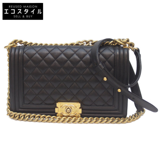 CHANEL シャネル 28番 A67086 黒 ｷｬﾋﾞｱ G金具 ﾎﾞｰｲｼｬﾈﾙ25 ショルダーバッグ