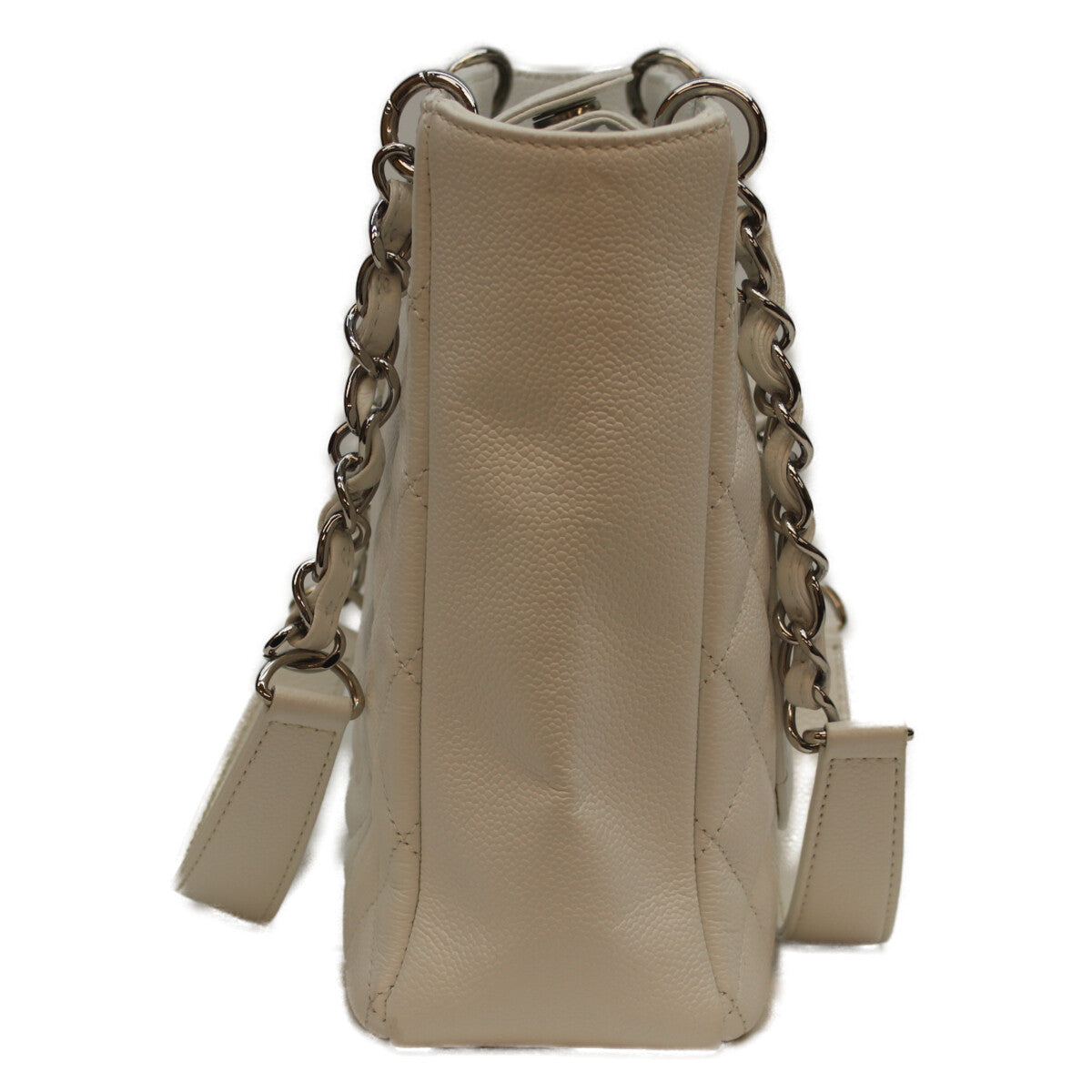 CHANEL シャネル 15番 白 ｷｬﾋﾞｱ ｼﾙﾊﾞｰ金具 PSTﾄｰﾄ トートバッグ