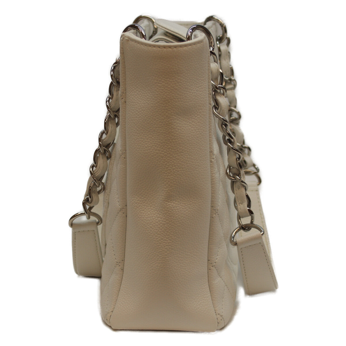 CHANEL シャネル 15番 白 ｷｬﾋﾞｱ ｼﾙﾊﾞｰ金具 PSTﾄｰﾄ トートバッグ