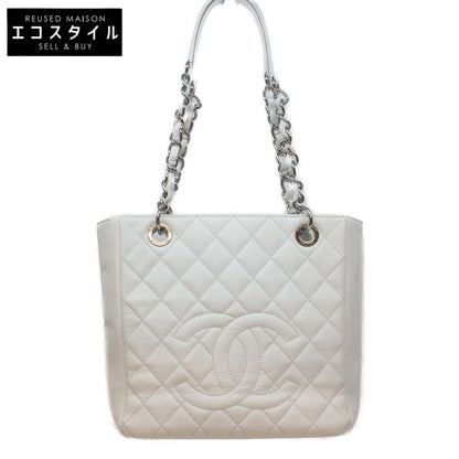 CHANEL シャネル 15番 白 ｷｬﾋﾞｱ ｼﾙﾊﾞｰ金具 PSTﾄｰﾄ トートバッグ