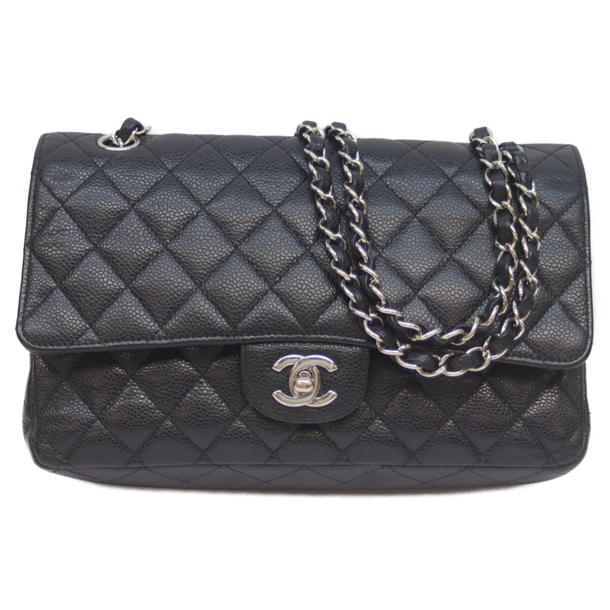 CHANEL シャネル 15番 A01112 黒 ｼﾙﾊﾞｰ金具 ｷｬﾋﾞｱ Wﾌﾗｯﾌﾟ ﾏﾄﾗｯｾ25ﾁｪｰﾝｼｮﾙﾀﾞｰ ショルダーバッグ