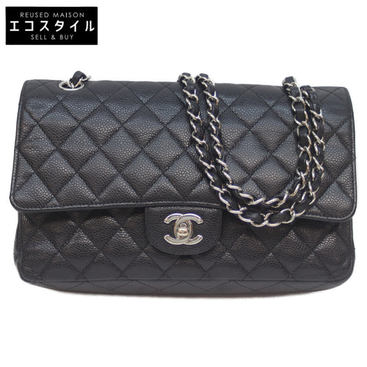 CHANEL シャネル 15番 A01112 黒 ｼﾙﾊﾞｰ金具 ｷｬﾋﾞｱ Wﾌﾗｯﾌﾟ ﾏﾄﾗｯｾ25ﾁｪｰﾝｼｮﾙﾀﾞｰ ショルダーバッグ