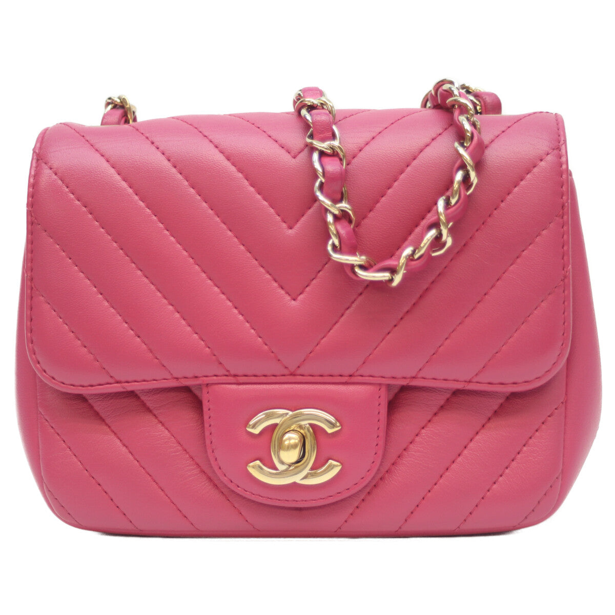 CHANEL シャネル 23番 A35200 ﾋﾟﾝｸ Vｽﾃｯﾁ ﾗﾑ G金具 ﾐﾆﾏﾄﾗｯｾ17 ショルダーバッグ