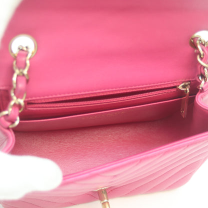 CHANEL シャネル 23番 A35200 ﾋﾟﾝｸ Vｽﾃｯﾁ ﾗﾑ G金具 ﾐﾆﾏﾄﾗｯｾ17 ショルダーバッグ