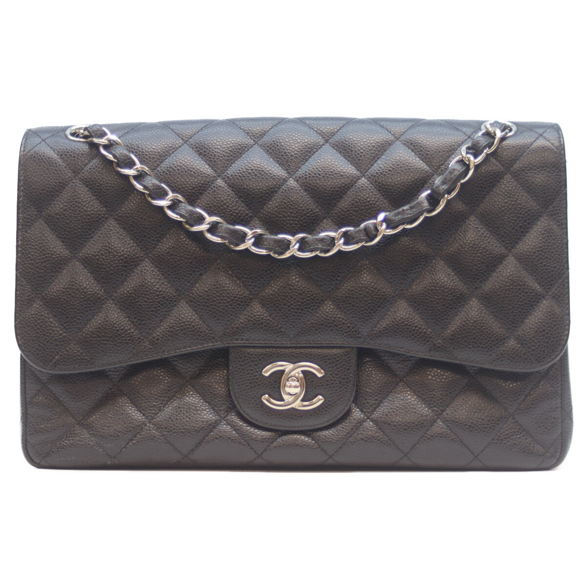 CHANEL シャネル 18番 A58600 黒 ｷｬﾋﾞｱ ｼﾙﾊﾞｰ金具 Wﾌﾗｯﾌﾟ ﾃﾞｶﾏﾄﾗｯｾ30 ショルダーバッグ