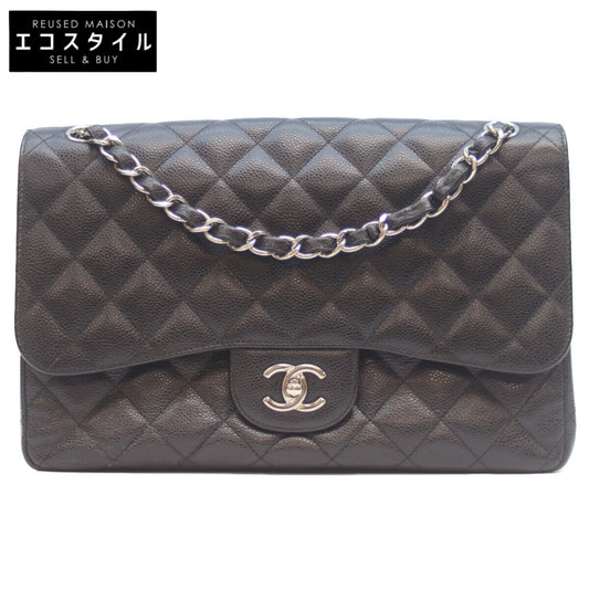 CHANEL シャネル 18番 A58600 黒 ｷｬﾋﾞｱ ｼﾙﾊﾞｰ金具 Wﾌﾗｯﾌﾟ ﾃﾞｶﾏﾄﾗｯｾ30 ショルダーバッグ
