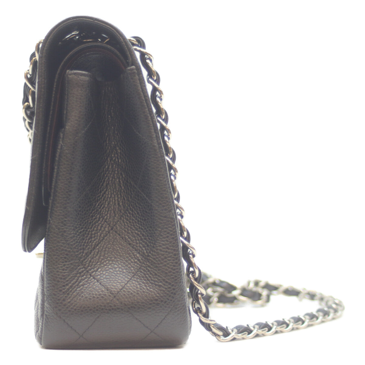 CHANEL シャネル 18番 A58600 黒 ｷｬﾋﾞｱ ｼﾙﾊﾞｰ金具 Wﾌﾗｯﾌﾟ ﾃﾞｶﾏﾄﾗｯｾ30 ショルダーバッグ