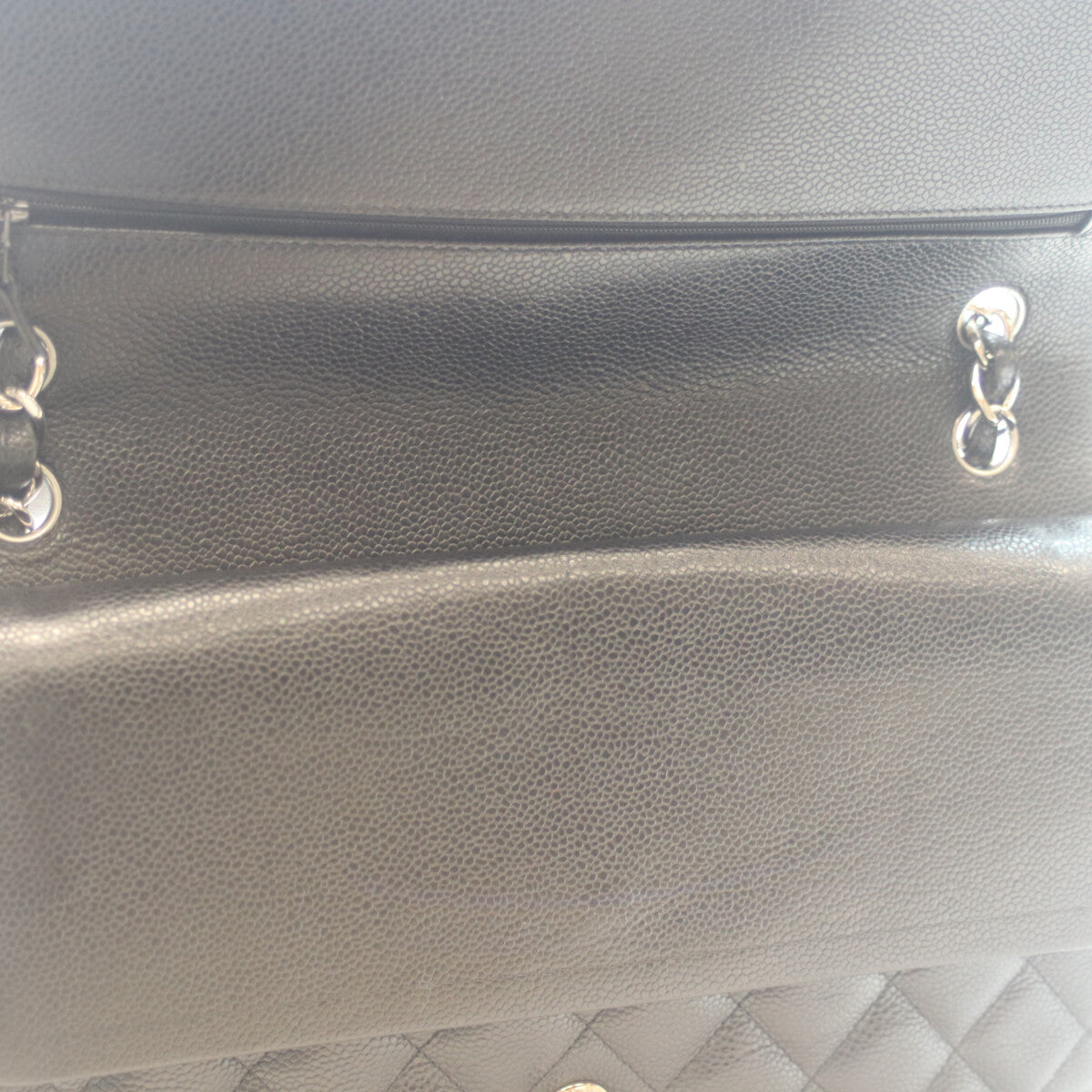 CHANEL シャネル 18番 A58600 黒 ｷｬﾋﾞｱ ｼﾙﾊﾞｰ金具 Wﾌﾗｯﾌﾟ ﾃﾞｶﾏﾄﾗｯｾ30 ショルダーバッグ