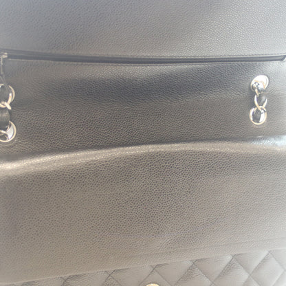 CHANEL シャネル 18番 A58600 黒 ｷｬﾋﾞｱ ｼﾙﾊﾞｰ金具 Wﾌﾗｯﾌﾟ ﾃﾞｶﾏﾄﾗｯｾ30 ショルダーバッグ