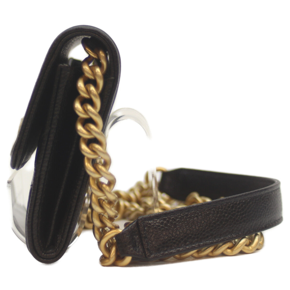 CHANEL シャネル AP2206 黒 ｷｬﾋﾞｱ G金具 ﾎﾞｰｲｼｬﾈﾙ ｺﾝﾊﾟｸﾄﾁｪｰﾝｳｫﾚｯﾄ ショルダーバッグ