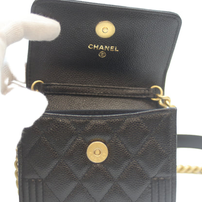 CHANEL シャネル AP2206 黒 ｷｬﾋﾞｱ G金具 ﾎﾞｰｲｼｬﾈﾙ ｺﾝﾊﾟｸﾄﾁｪｰﾝｳｫﾚｯﾄ ショルダーバッグ