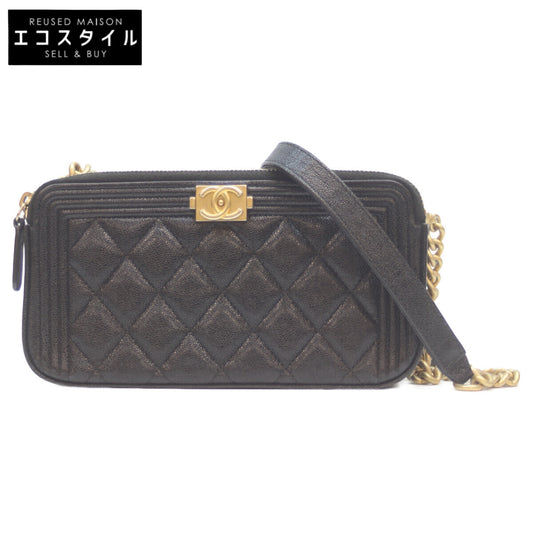 CHANEL シャネル 27番 A84069 黒 ｷｬﾋﾞｱ G金具 ﾎﾞｰｲｼｬﾈﾙ ﾁｪｰﾝｳｫﾚｯﾄ ショルダーバッグ