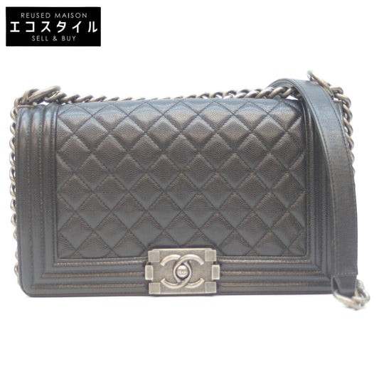 CHANEL シャネル 25番 A67086 黒 ｷｬﾋﾞｱ ｼﾙﾊﾞｰ金具 ボーイシャネル25 ﾐﾃﾞｨｱﾑ ショルダーバッグ