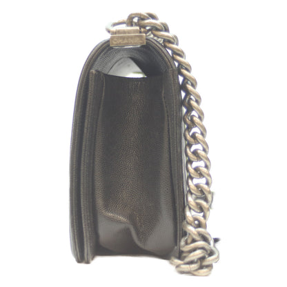 CHANEL シャネル 25番 A67086 黒 ｷｬﾋﾞｱ ｼﾙﾊﾞｰ金具 ボーイシャネル25 ﾐﾃﾞｨｱﾑ ショルダーバッグ