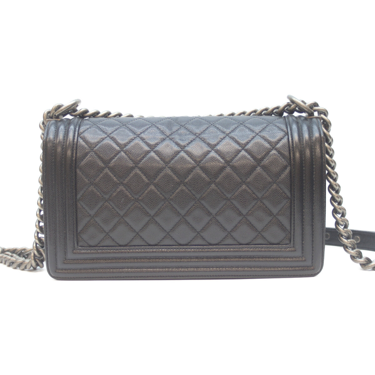 CHANEL シャネル 25番 A67086 黒 ｷｬﾋﾞｱ ｼﾙﾊﾞｰ金具 ボーイシャネル25 ﾐﾃﾞｨｱﾑ ショルダーバッグ