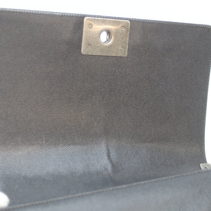 CHANEL シャネル 25番 A67086 黒 ｷｬﾋﾞｱ ｼﾙﾊﾞｰ金具 ボーイシャネル25 ﾐﾃﾞｨｱﾑ ショルダーバッグ