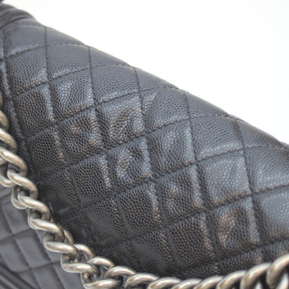 CHANEL シャネル 25番 A67086 黒 ｷｬﾋﾞｱ ｼﾙﾊﾞｰ金具 ボーイシャネル25 ﾐﾃﾞｨｱﾑ ショルダーバッグ