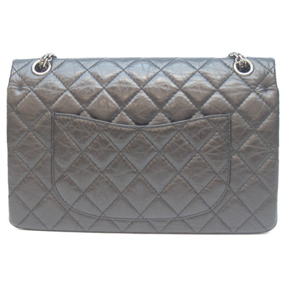 CHANEL シャネル 黒 Wﾌﾗｯﾌﾟ ｳﾞｨﾝﾃｰｼﾞｶｰﾌｽｷﾝ ｼﾙﾊﾞｰ金具 ﾏﾄﾗｯｾ 2.55 ﾗｰｼﾞ ショルダーバッグ 28