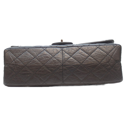 CHANEL シャネル 黒 Wﾌﾗｯﾌﾟ ｳﾞｨﾝﾃｰｼﾞｶｰﾌｽｷﾝ ｼﾙﾊﾞｰ金具 ﾏﾄﾗｯｾ 2.55 ﾗｰｼﾞ ショルダーバッグ 28