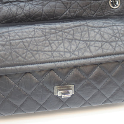 CHANEL シャネル 黒 Wﾌﾗｯﾌﾟ ｳﾞｨﾝﾃｰｼﾞｶｰﾌｽｷﾝ ｼﾙﾊﾞｰ金具 ﾏﾄﾗｯｾ 2.55 ﾗｰｼﾞ ショルダーバッグ 28