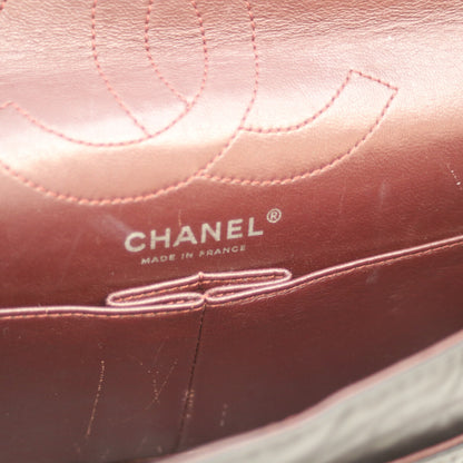 CHANEL シャネル 黒 Wﾌﾗｯﾌﾟ ｳﾞｨﾝﾃｰｼﾞｶｰﾌｽｷﾝ ｼﾙﾊﾞｰ金具 ﾏﾄﾗｯｾ 2.55 ﾗｰｼﾞ ショルダーバッグ 28