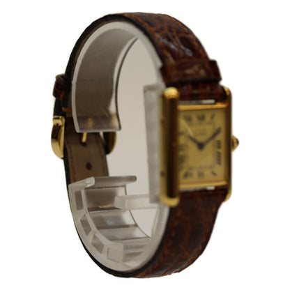 Cartier カルティエ 95年 W1003153 925 ﾏｽﾄﾀﾝｸSM ｳﾞｪﾙﾒｲﾕ QZ 革ﾍﾞﾙﾄ 腕時計