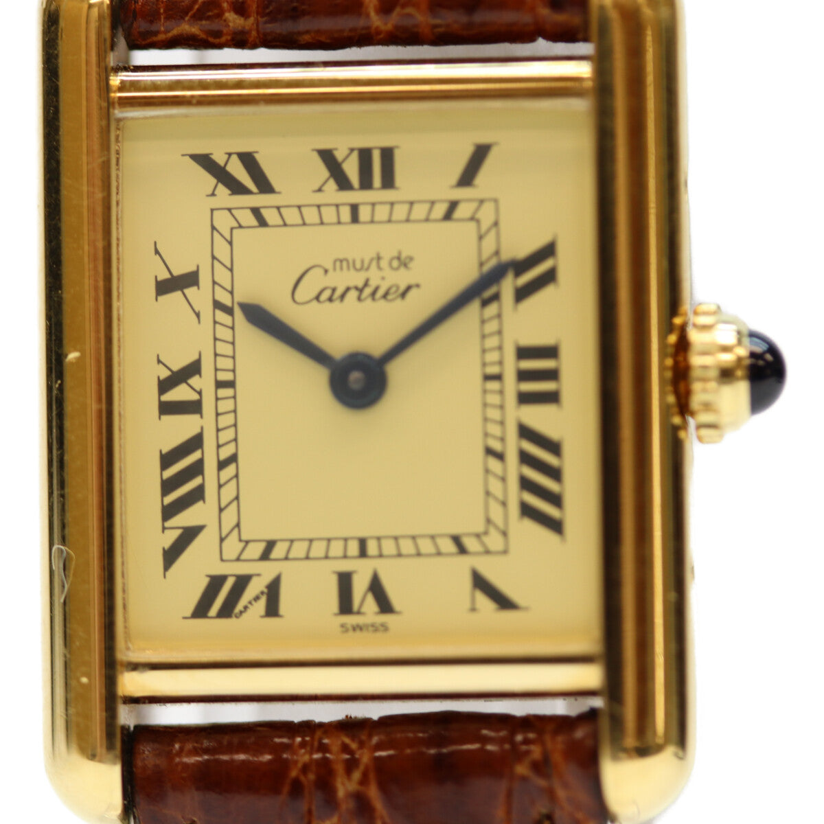 Cartier カルティエ 95年 W1003153 925 ﾏｽﾄﾀﾝｸSM ｳﾞｪﾙﾒｲﾕ QZ 革ﾍﾞﾙﾄ 腕時計