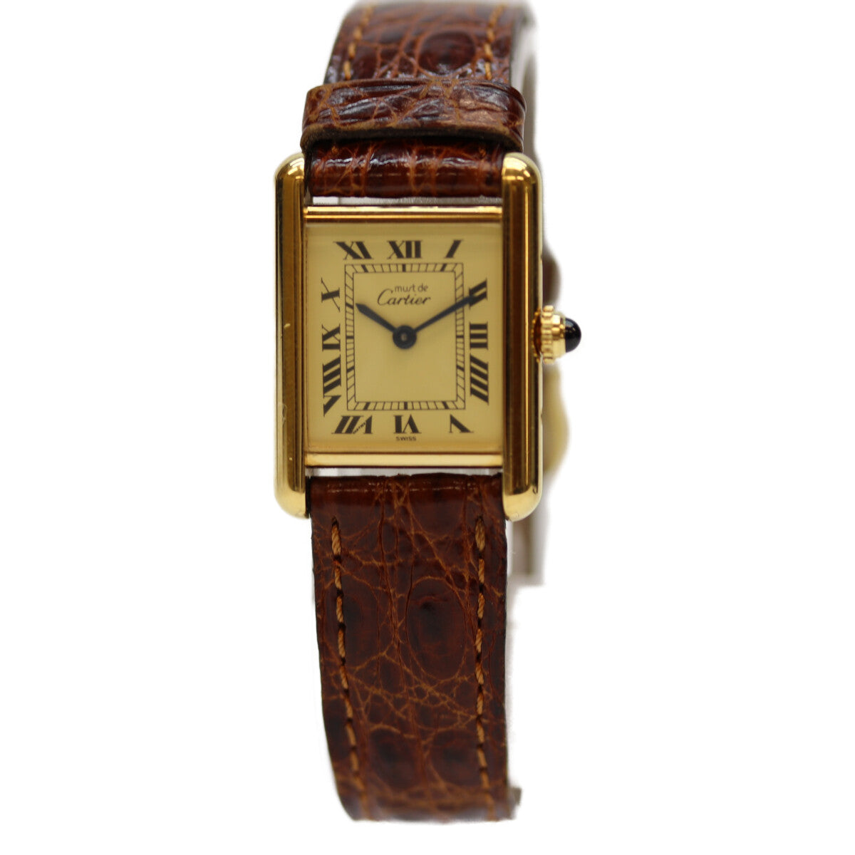 Cartier カルティエ 95年 W1003153 925 ﾏｽﾄﾀﾝｸSM ｳﾞｪﾙﾒｲﾕ QZ 革ﾍﾞﾙﾄ 腕時計