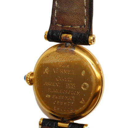 Cartier カルティエ 925 ﾏｽﾄｳﾞｧﾝﾄﾞｰﾑSM ｳﾞｪﾙﾒｲﾕ 黒文字盤 QZ/革 腕時計