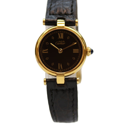 Cartier カルティエ 925 ﾏｽﾄｳﾞｧﾝﾄﾞｰﾑSM ｳﾞｪﾙﾒｲﾕ 黒文字盤 QZ/革 腕時計