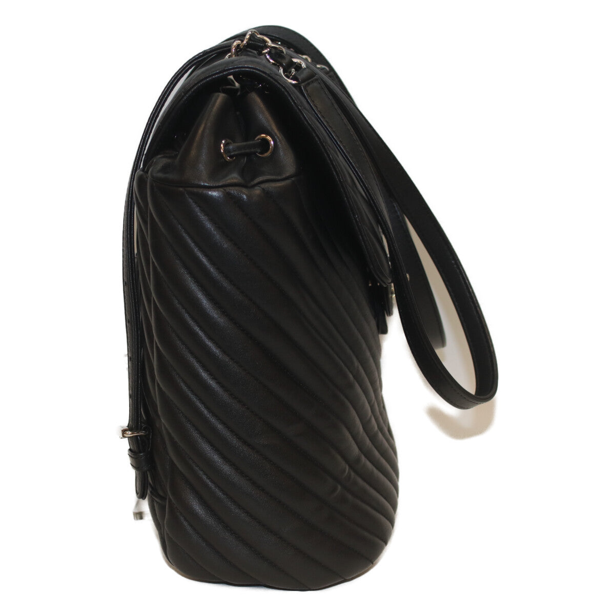 CHANEL シャネル 25番 黒 ﾗﾑ ｼﾙﾊﾞｰ金具 Vｽﾃｯﾁ ｼｪﾌﾞﾛﾝ ﾘｭｯｸ リュック バックパック