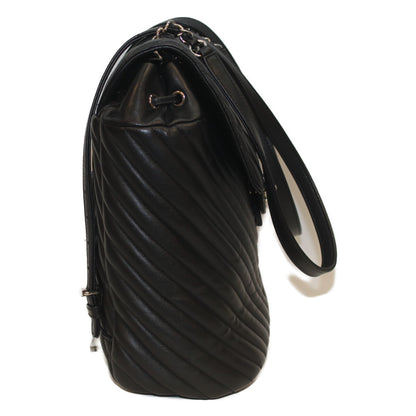 CHANEL シャネル 25番 黒 ﾗﾑ ｼﾙﾊﾞｰ金具 Vｽﾃｯﾁ ｼｪﾌﾞﾛﾝ ﾘｭｯｸ リュック バックパック