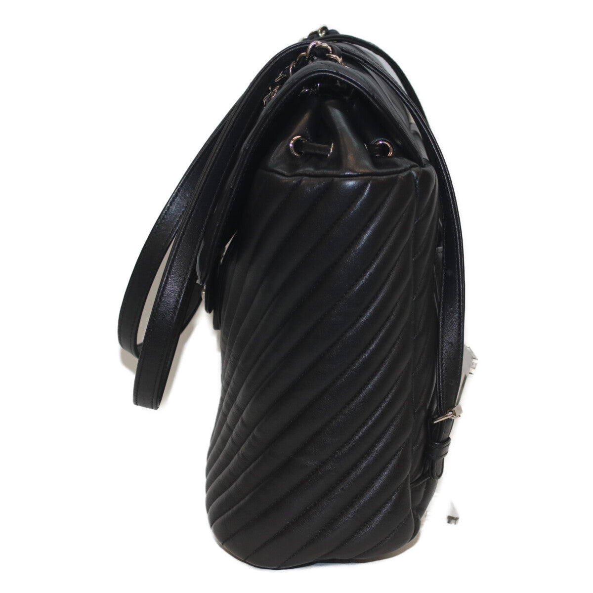 CHANEL シャネル 25番 黒 ﾗﾑ ｼﾙﾊﾞｰ金具 Vｽﾃｯﾁ ｼｪﾌﾞﾛﾝ ﾘｭｯｸ リュック バックパック