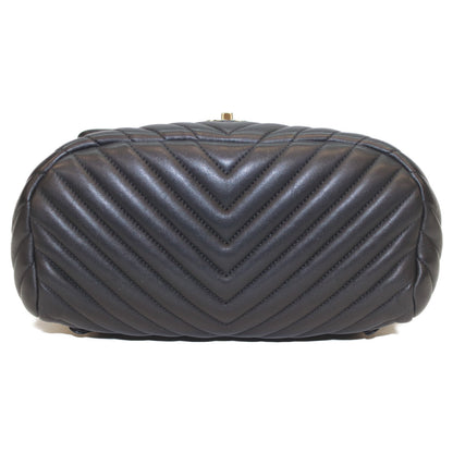 CHANEL シャネル 25番 黒 ﾗﾑ ｼﾙﾊﾞｰ金具 Vｽﾃｯﾁ ｼｪﾌﾞﾛﾝ ﾘｭｯｸ リュック バックパック