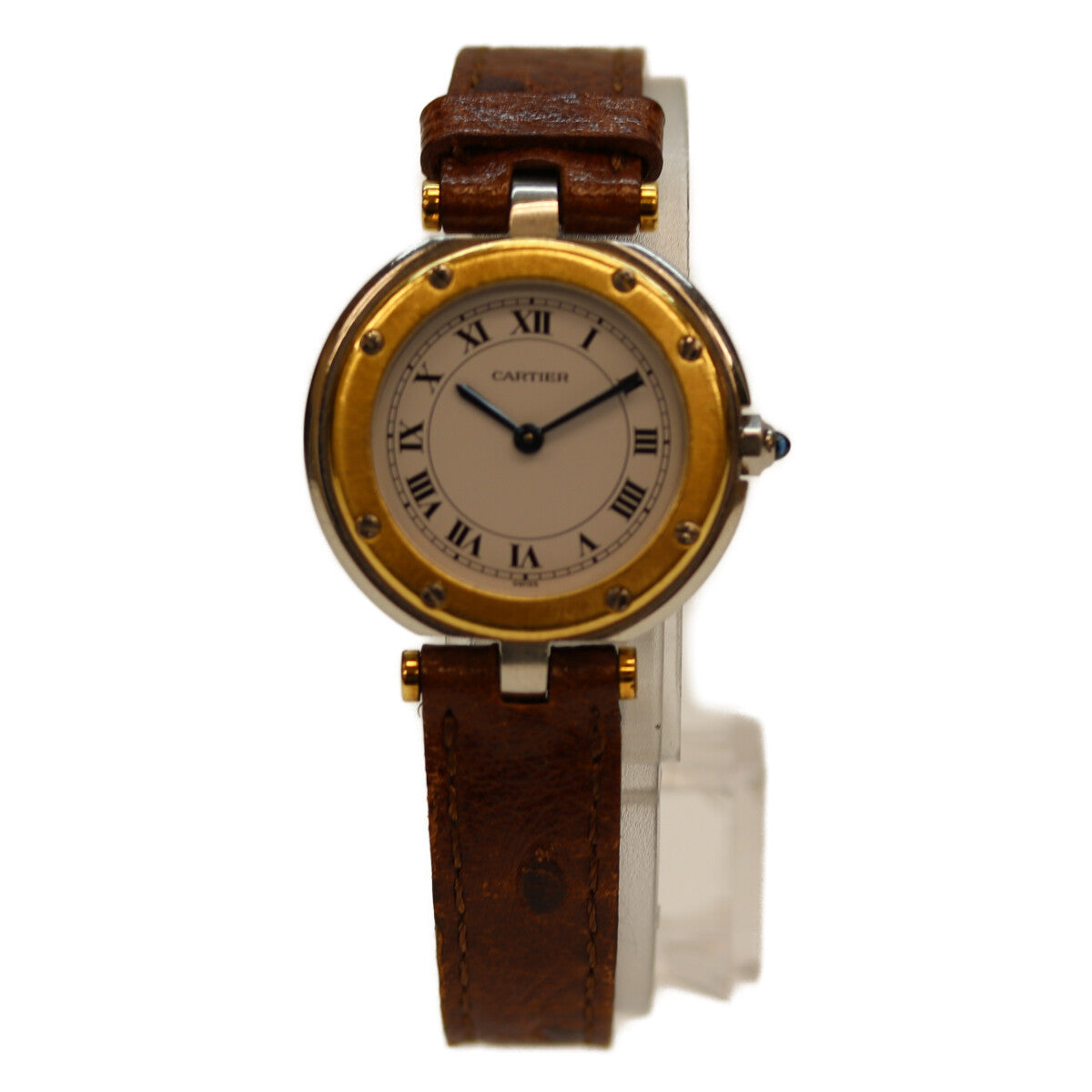 Cartier カルティエ ｻﾝﾄｽﾗｳﾝﾄﾞSM QZ 革 白文字盤 腕時計