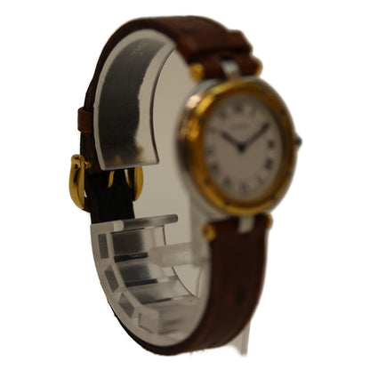 Cartier カルティエ ｻﾝﾄｽﾗｳﾝﾄﾞSM QZ 革 白文字盤 腕時計