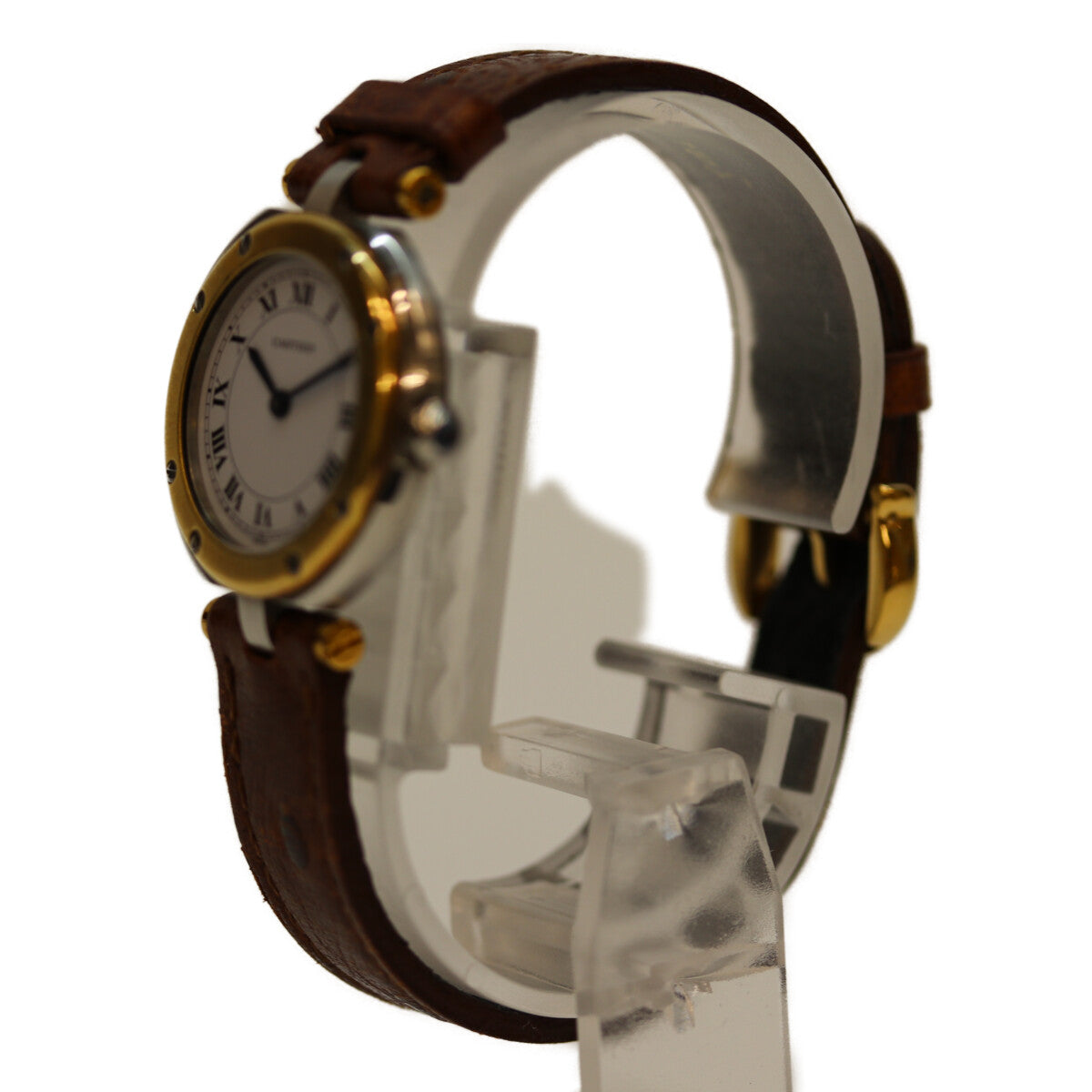 Cartier カルティエ ｻﾝﾄｽﾗｳﾝﾄﾞSM QZ 革 白文字盤 腕時計