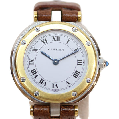 Cartier カルティエ ｻﾝﾄｽﾗｳﾝﾄﾞSM QZ 革 白文字盤 腕時計
