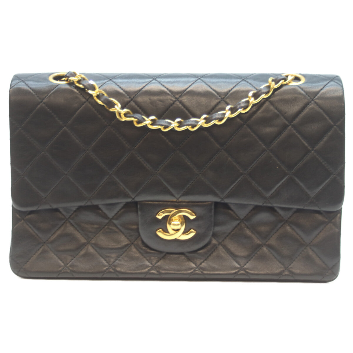 CHANEL シャネル A01112 1番 黒 ﾗﾑ G金具 Wﾌﾗｯﾌﾟ ﾏﾄﾗｯｾ25 ショルダーバッグ