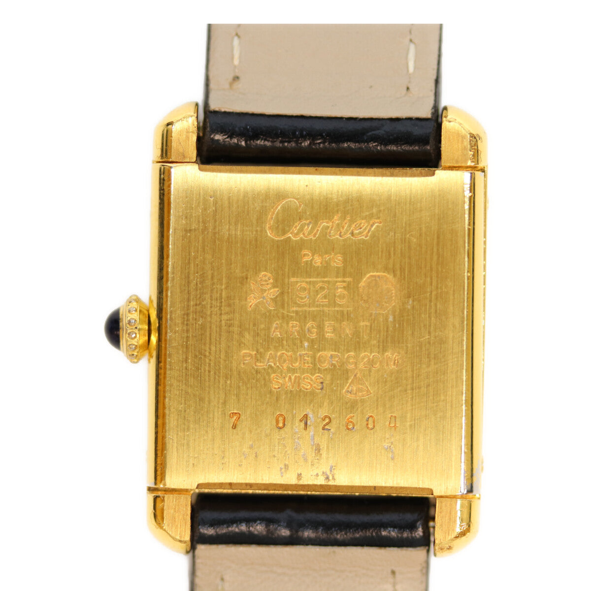 Cartier カルティエ 76ｰ81年 925 ﾏｽﾄﾀﾝｸｳﾞｪﾙﾒｲﾕSM ﾎﾞﾙﾄﾞｰ文字盤 手巻き 革 腕時計