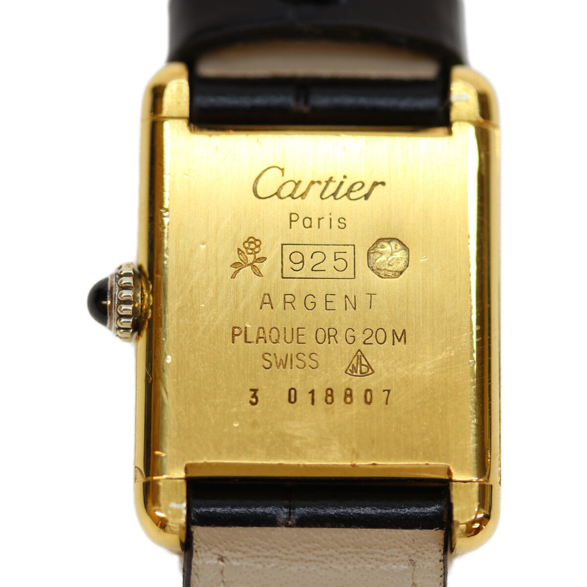 Cartier カルティエ 76ｰ81年 925 ﾏｽﾄﾀﾝｸｳﾞｪﾙﾒｲﾕSM ﾛｰﾏ ｱｲﾎﾞﾘｰ文字盤 手巻き 革 腕時計