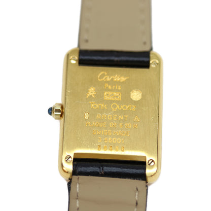 Cartier カルティエ 82-95年 925 ﾏｽﾄﾀﾝｸｳﾞｪﾙﾒｲﾕSM ｼｬﾝﾊﾟﾝ文字盤 QZ 革 腕時計