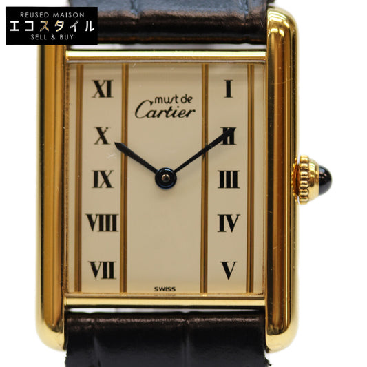 Cartier カルティエ 82-95年 925 ﾏｽﾄﾀﾝｸｳﾞｪﾙﾒｲﾕLM 白文字盤 QZ 革 腕時計