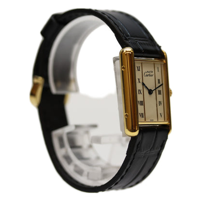 Cartier カルティエ 82-95年 925 ﾏｽﾄﾀﾝｸｳﾞｪﾙﾒｲﾕLM 白文字盤 QZ 革 腕時計