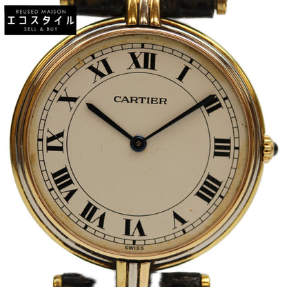 Cartier カルティエ 18K ｳﾞｧﾝﾄﾞｰﾑﾙｲｶﾙﾃｨｴLM ﾛｰﾏ ｱｲﾎﾞﾘｰ文字盤 QZ 革 腕時計